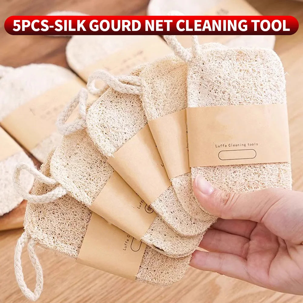 10 pièces/5 pièces/1 pièce-éponge loofah naturelle Double couche pour le nettoyage de la cuisine, biodégradable, adaptée au nettoyage de la cuisine