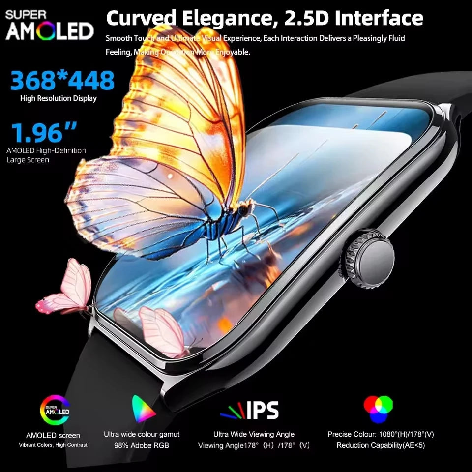 Nouvelle montre intelligente 2025, montre de sport de 1,96 pouces, étanche IP67, plus de modes sportifs 110, traqueur d'activité physique, montre ultra-mince.