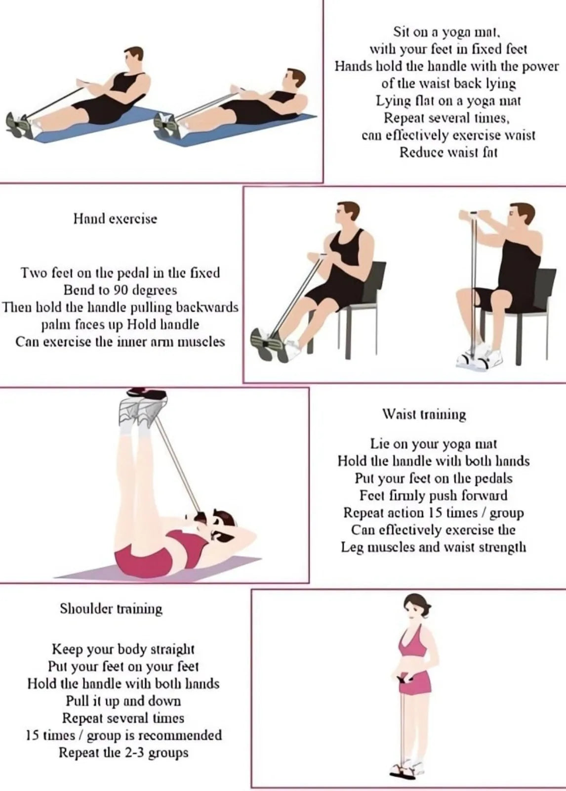 Tendeur de pédale à quatre tubes, équipement de Fitness domestique multifonctionnel, Yoga, renforcement Abdominal, bande élastique, corde de Tension