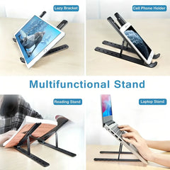 Support pour ordinateur portable, sept niveaux réglables, support pliable pour tablette de rehaussement et de refroidissement pour ordinateur portable