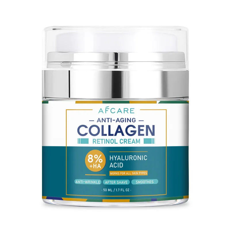 Crème hydratante au collagène au rétinol, 50ML, Anti-âge, pour le visage, dissolvant de rides, acide hyaluronique, éclaircissante, lissante, soins pour la peau