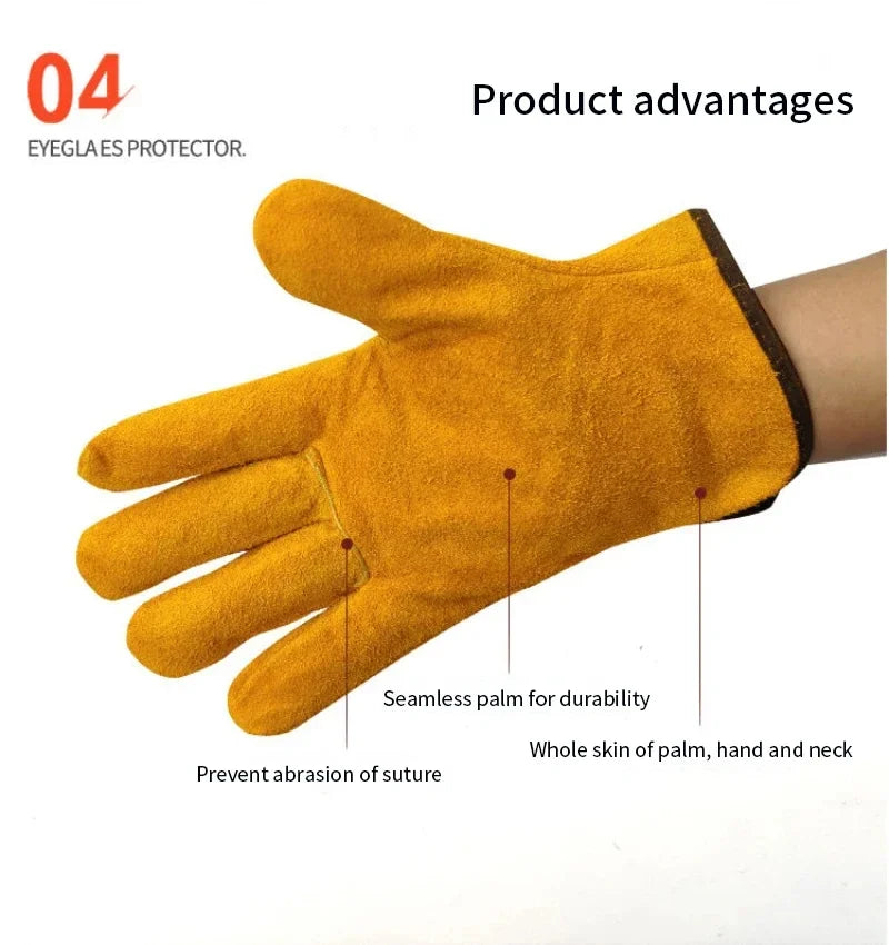 Gants de travail en cuir de vache souple pour hommes, pour conducteur, chasse, conduite, ferme, jardin, soudage, Protection de sécurité, gant de mécanicien