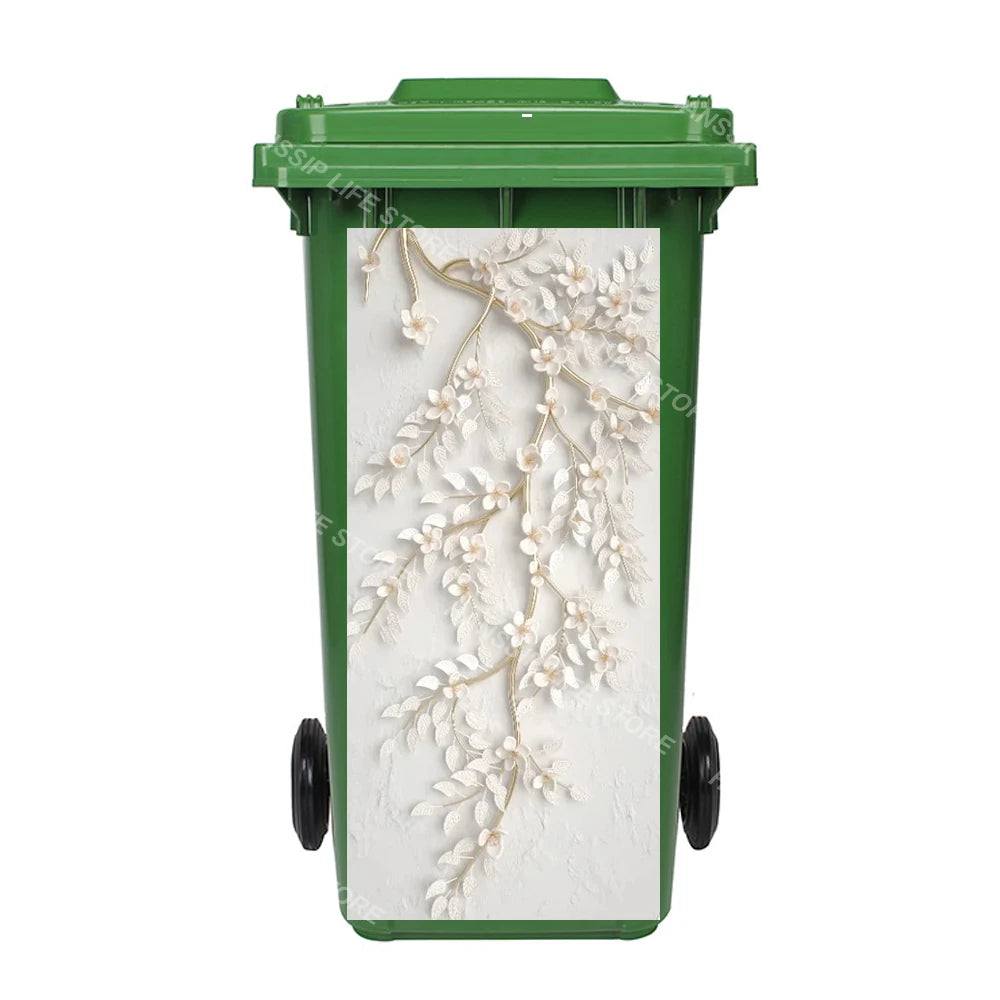 Autocollant imperméable en PVC pour poubelle d'extérieur, plantes tropicales, art mural, autocollants pour poubelle, pingouin et cuir chevelu