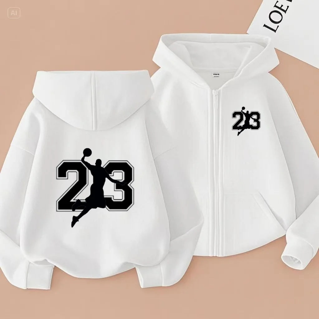 Sporty zip-up hoodies, fashionable casual jackets and warm tops for autumn and winter, suitable for boys and girls aged 3 to 12 years