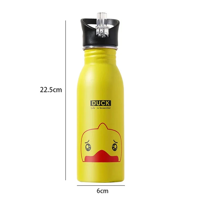 Bouteille d'Eau Froide Portable en Acier Inoxydable pour Enfant, Bouilloire pour Cyclisme et Camping, Style Kawaii