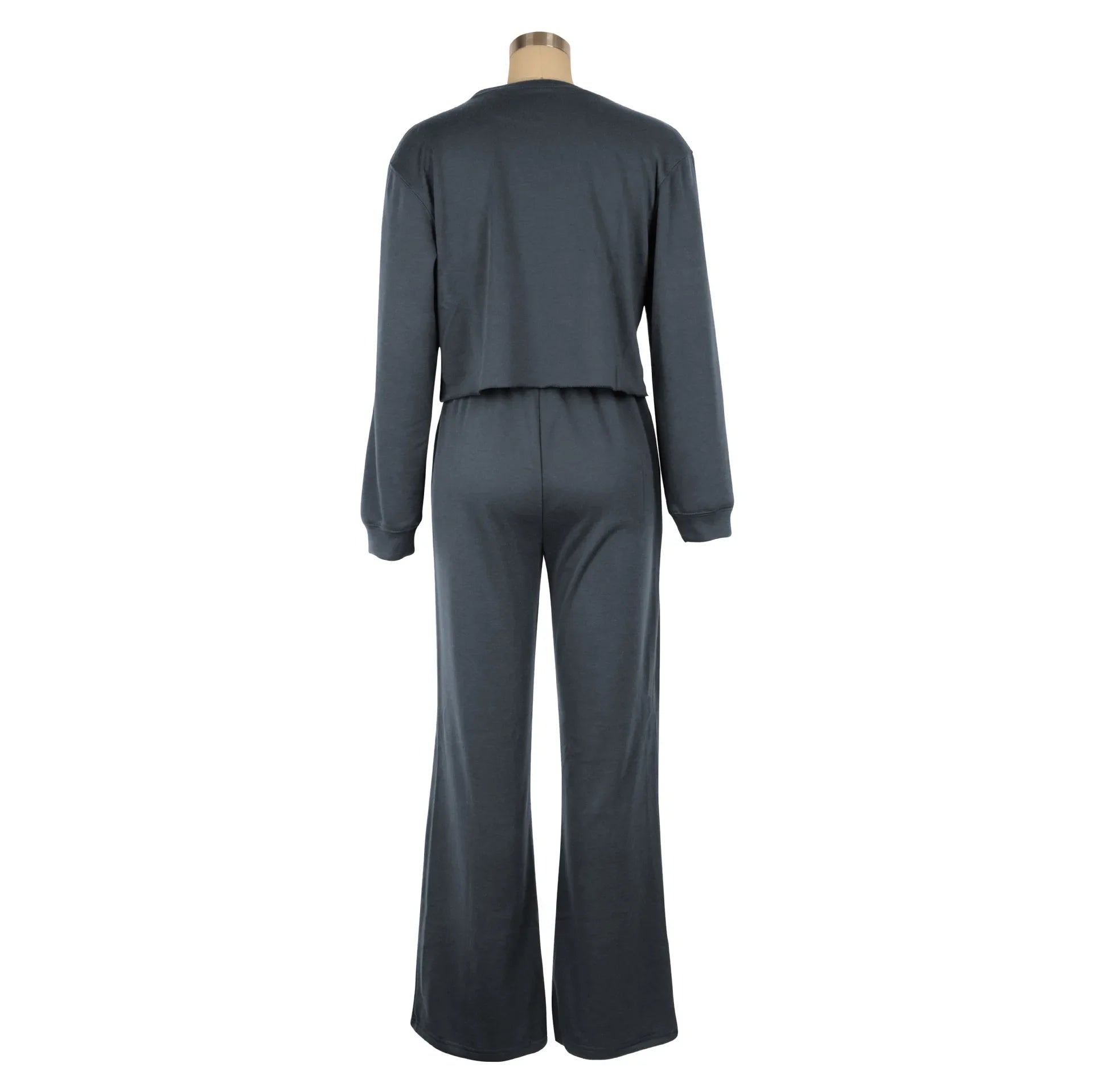 Ensemble de vêtements pour femmes, pull + pantalon, 2 pièces, costumes d'hiver épais et chauds, couleur unie, survêtement décontracté