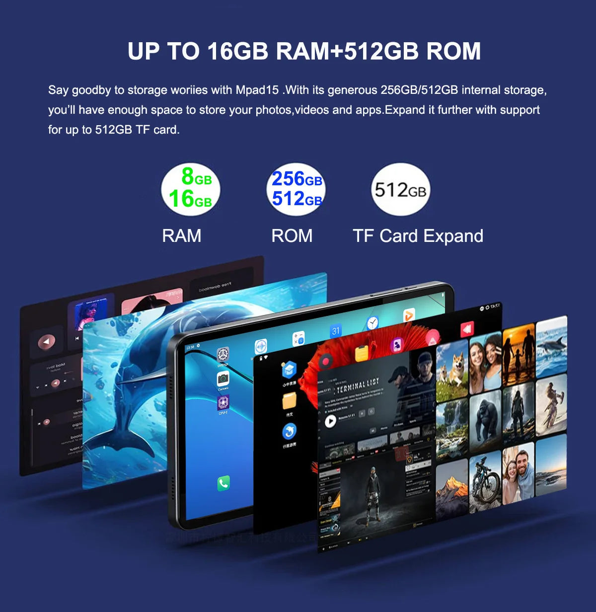 2025 Version mondiale Super grand écran 14 pouces tablette Android 14 4G appel téléphonique 16GB + 512GB tablettes 14 "GPS 5G WiFi FM 12000mAh