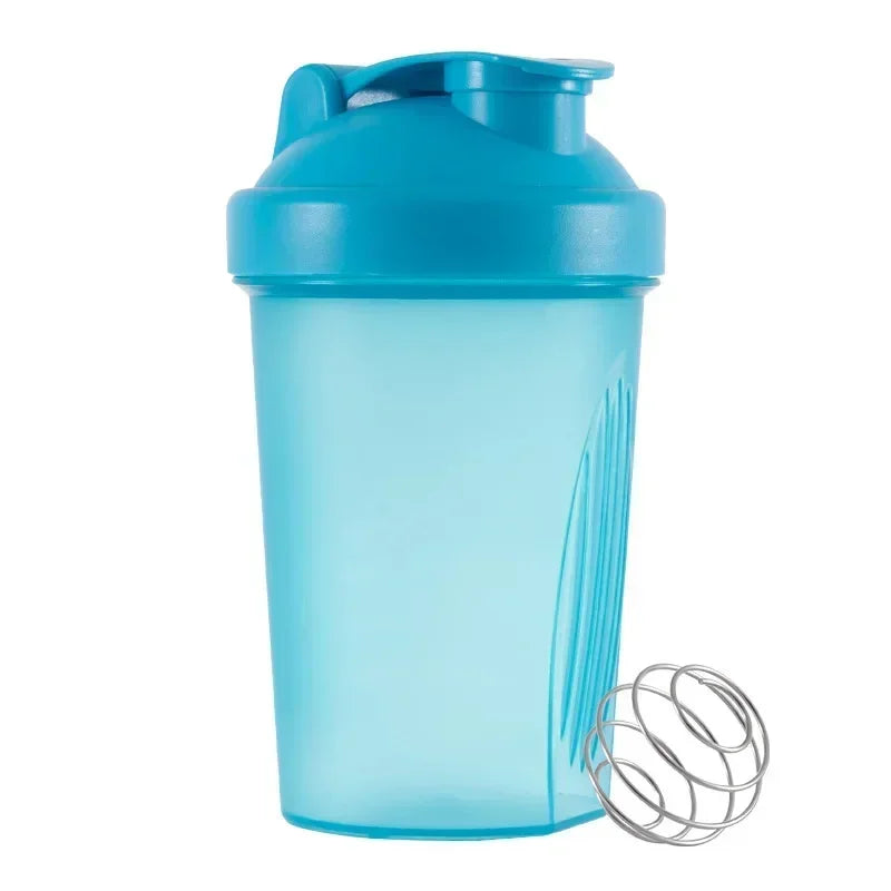 Bouteille Shaker de sport de 400 ml – Tasse à boire extérieure portable avec boule de mélange en acier inoxydable et marquages de mesure