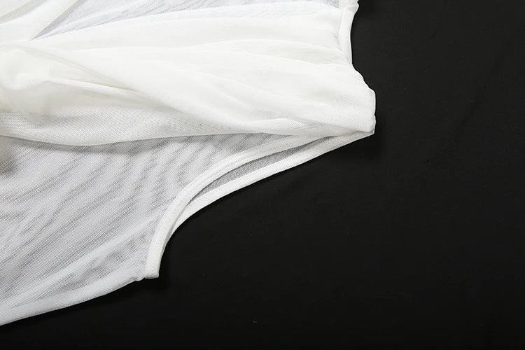 Coquette de chat bizarre, robe Patchwork Sexy pour femmes, transparente, col pivotant, sans manches, slim, soirée de minuit, Clubwear, Mini moulante