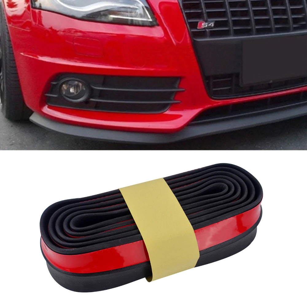 2.5M Car Bumper Lip Stickers, Rubber Car Front Bumper Lip Protectors, Exterior Moldings, 65mm Wide Bumper Lip Strip
