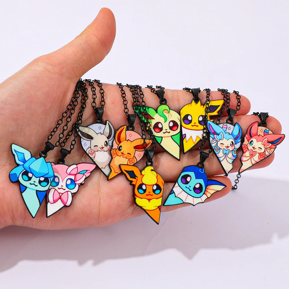 Ensemble de colliers Pokémon Eevee Evolution avec Umbreon, Espeon, Sylveon, Jolteon, pendentif Flareon, cadeau de bijoux animés pour les fans des femmes