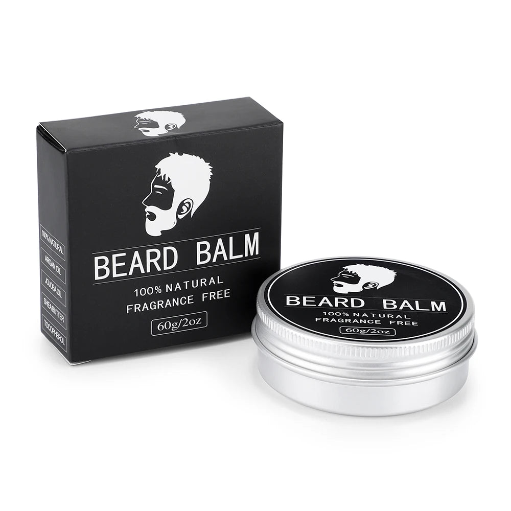 Baume à barbe pour hommes, 60g, cire de croissance des poils du visage, épais, hydratant, nourrissant, crème professionnelle pour moustache, soins pour la barbe
