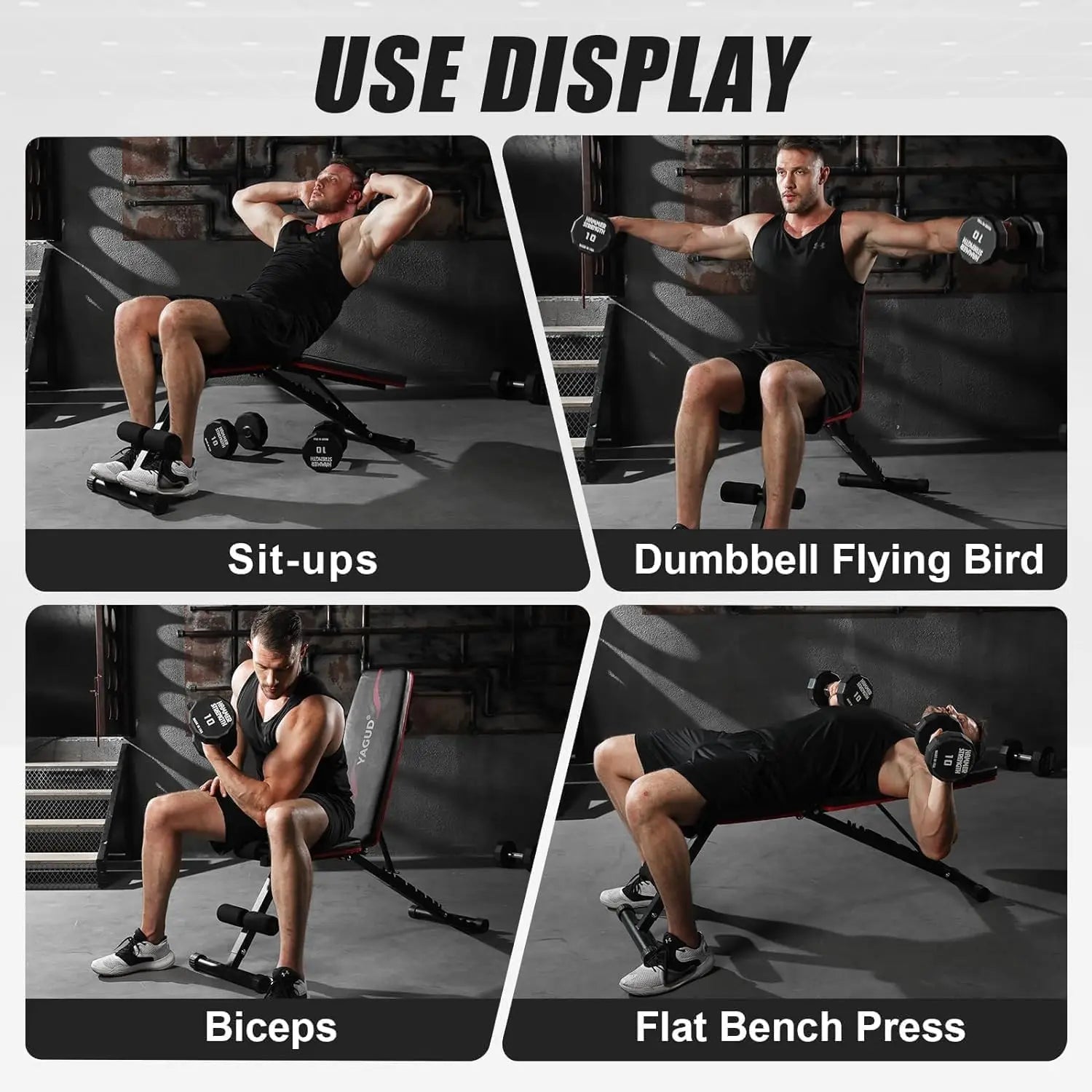 Presse de banc de musculation, bancs d'entraînement réglables pour l'exercice d'haltères de gymnastique à domicile, banc inclinable Stable de 800 LB pour tout le corps