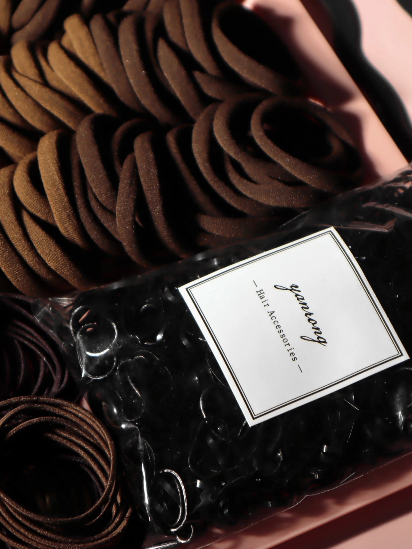 Women's Hair Accessory Set, Seamless, Fashionable, Brown Ponytail Holder, Variety of Scrunchies, Hairbands, Hair Clips