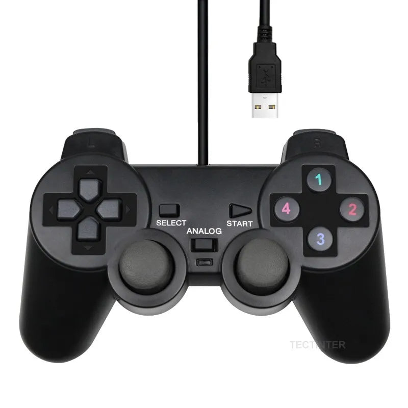 Manette de jeu filaire USB pour WinXP/Win7/Win8/Win10, Joypad pour PC Windows, ordinateur portable, Joystick de jeu noir