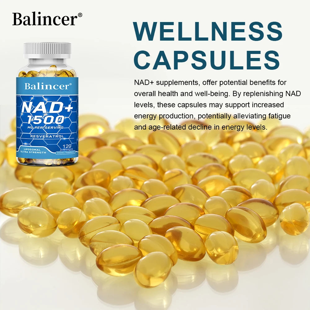 NAD + suppléments, avec résvératrol, supplément énergétique naturelle, supporte la santé cellulaire, anti-âge, améliore l'immunité-120 capsules
