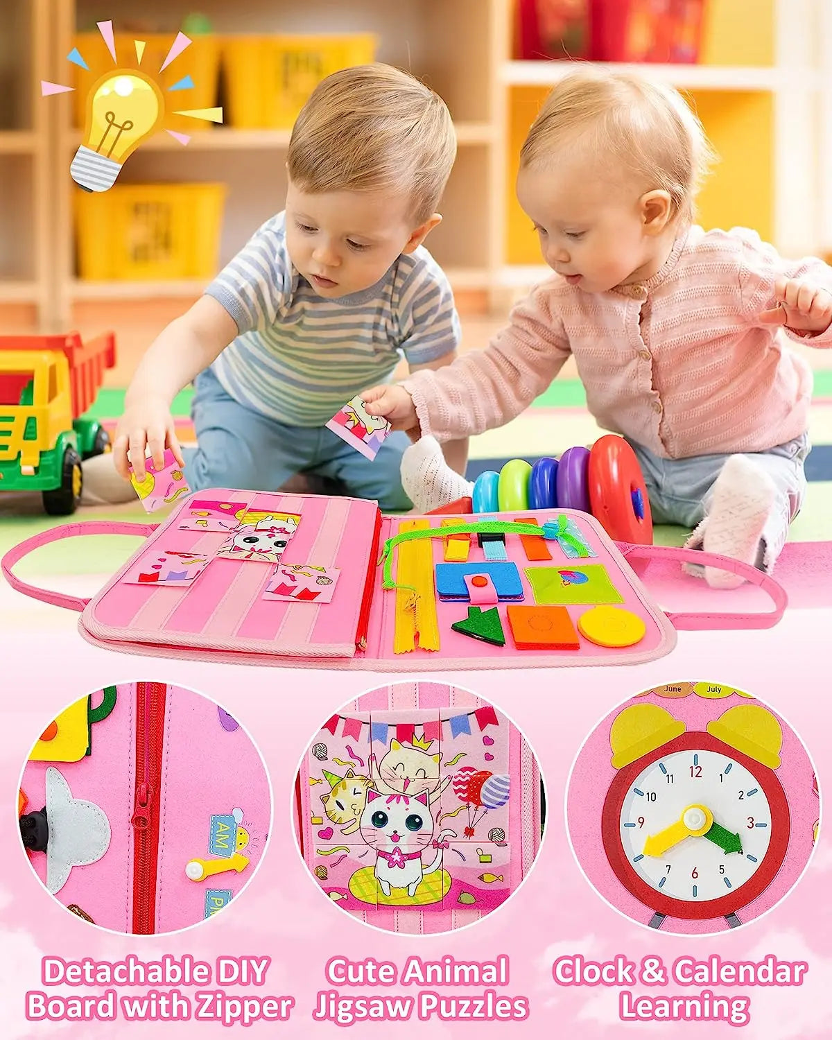 Jouets pour tout-petits, planche occupée, jouets Montessori, sac à dos occupé, activités d'apprentissage préscolaire, jouets pour enfants avec numéro, forme, habillage