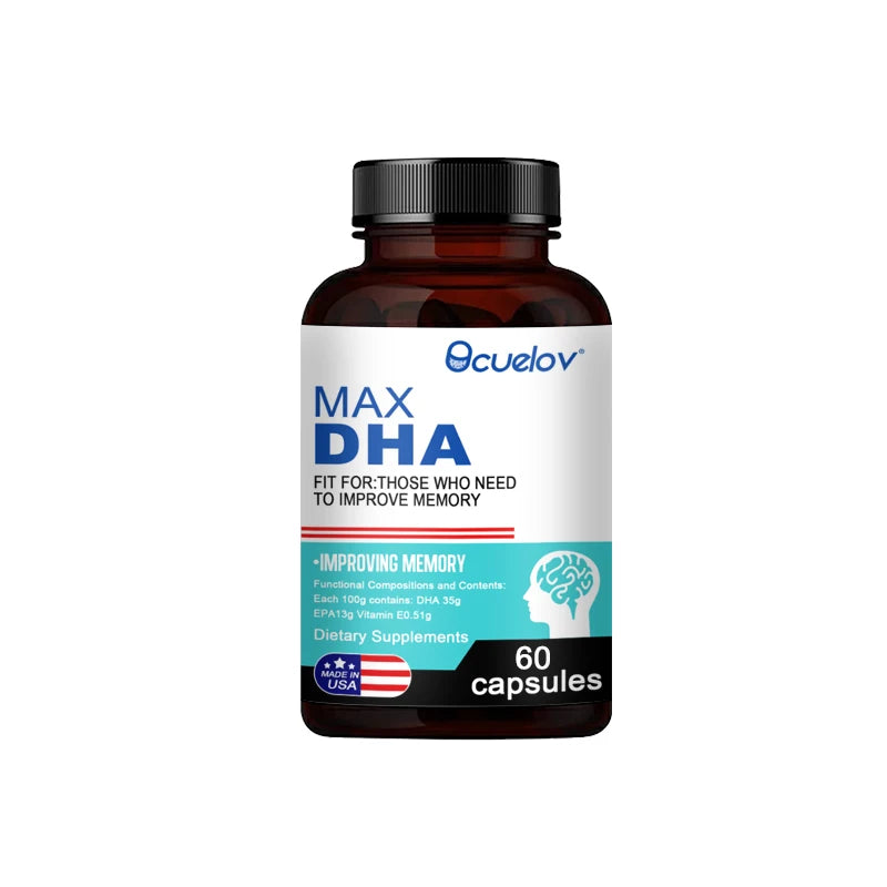 Bcuelov MAX DHA-améliorer la mémoire, protéger la vue, l'intelligence, active les cellules cérébrales, améliore la fatigue cérébrale, complément alimentaire