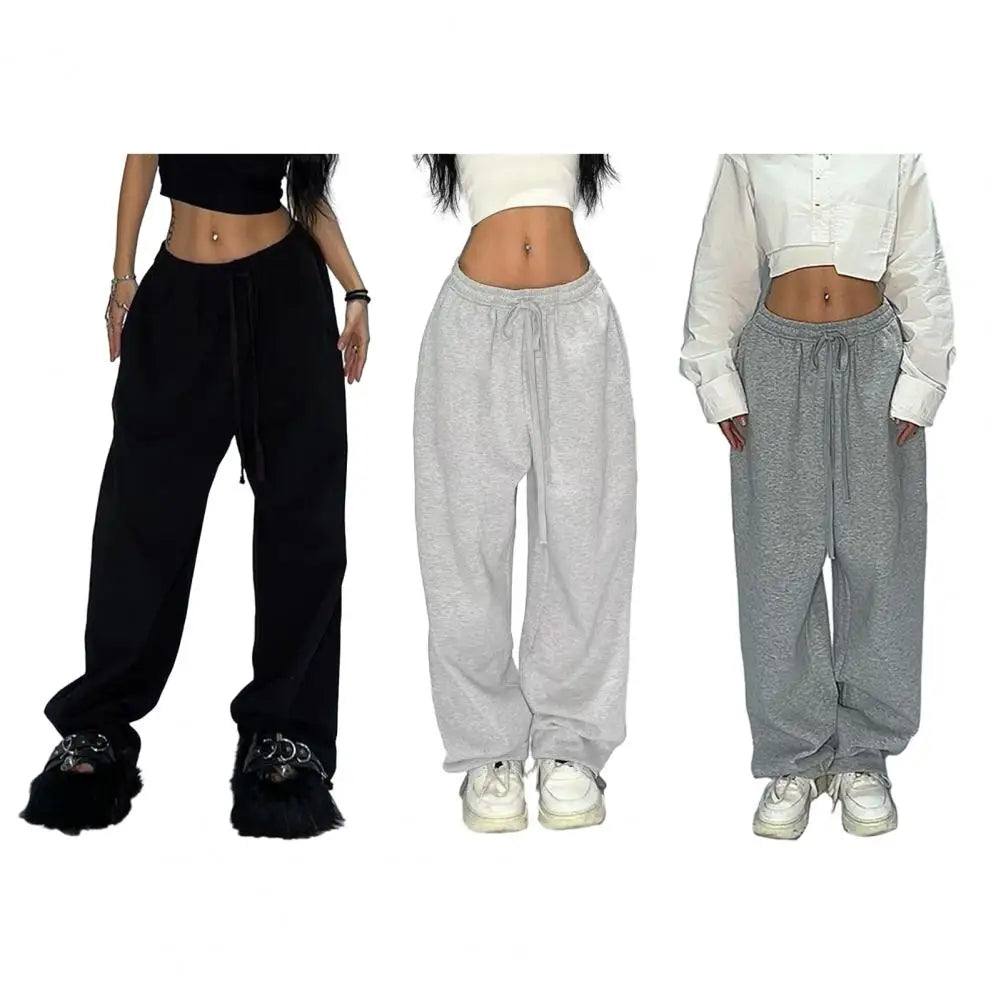 Pantalon de survêtement décontracté pour femmes, couleur unie, taille haute, à lacets, ample, jogging, classique, Baggy, Streetwear, Sport, danse, Y2K