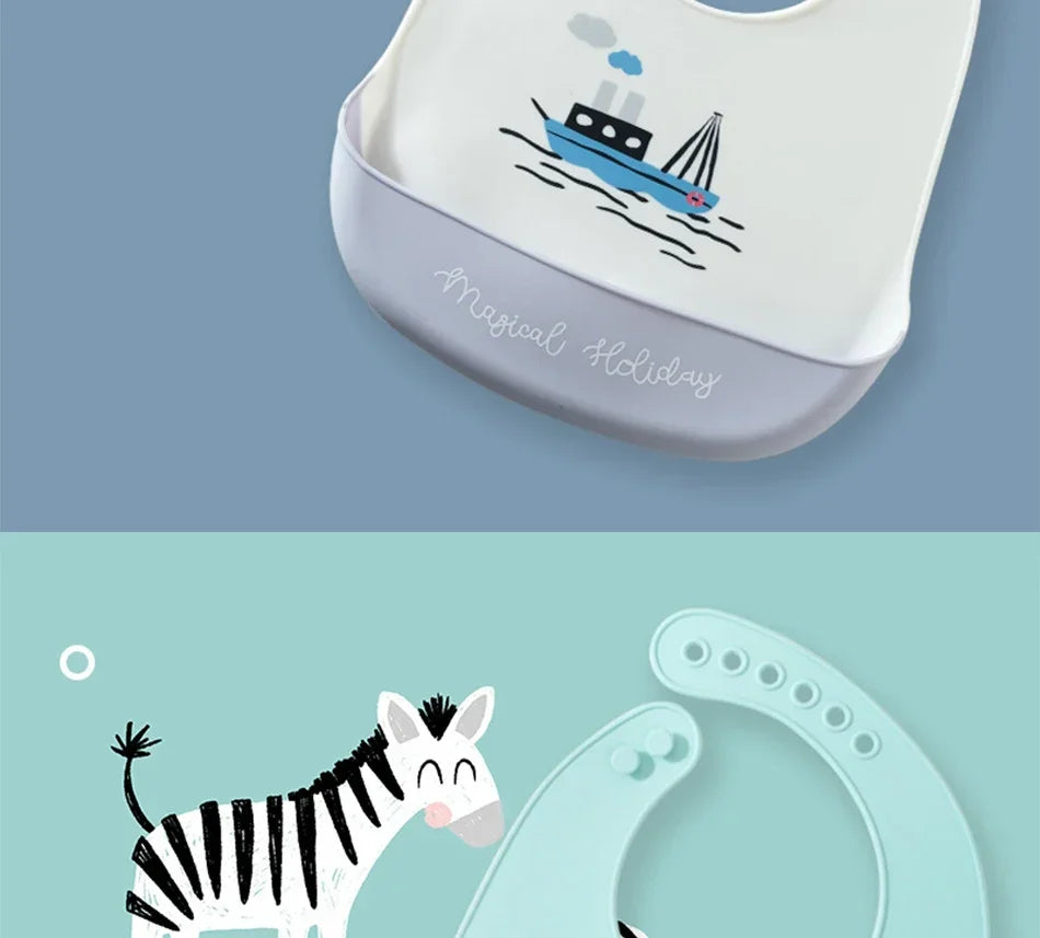 Bavoirs en Silicone souple pour bébés garçons et filles, bavoir imperméable pour nourrissons, tabliers de dessin animé pour nouveau-nés, bavoirs pour tout-petits, tissus pour rots, Bandana