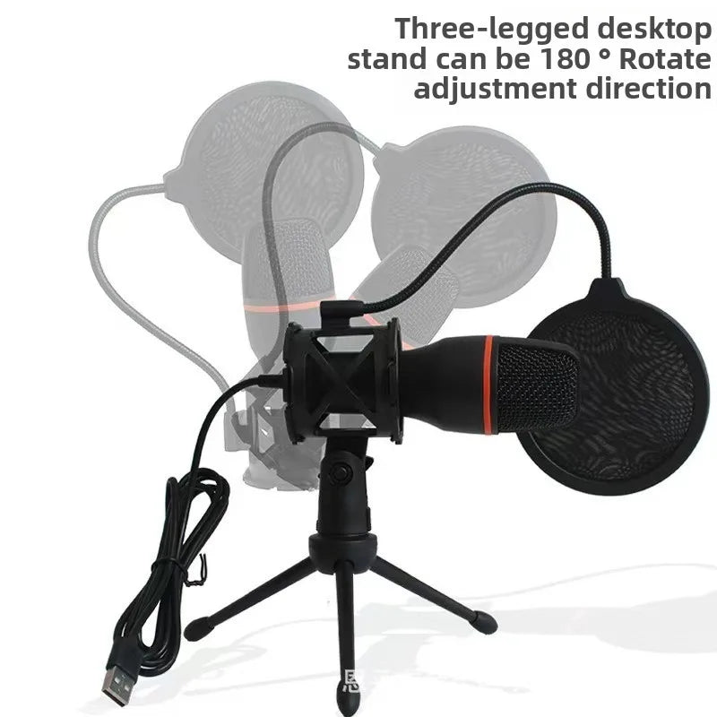 Microphone filaire à condensateur USB, 3.5mm, pour PC, ordinateur portable, jeu, Podcast, Studio, professionnel, Anti-soufflage, pour bureau