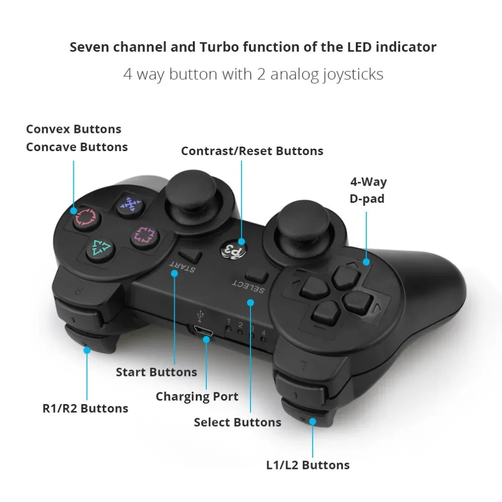 Manette de jeu sans fil Bluetooth, Support de contrôleur PS3, pour Play Station 3, Console de Joystick pour PS3 Controle pour PC/IOS/Andro