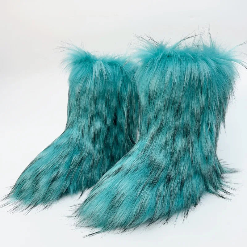 Bottes de neige mi-mollet en fourrure pour femmes et filles, chaussures en peluche chaudes, plate-forme extérieure, document solide, mignon, hiver, Y2K, 2023