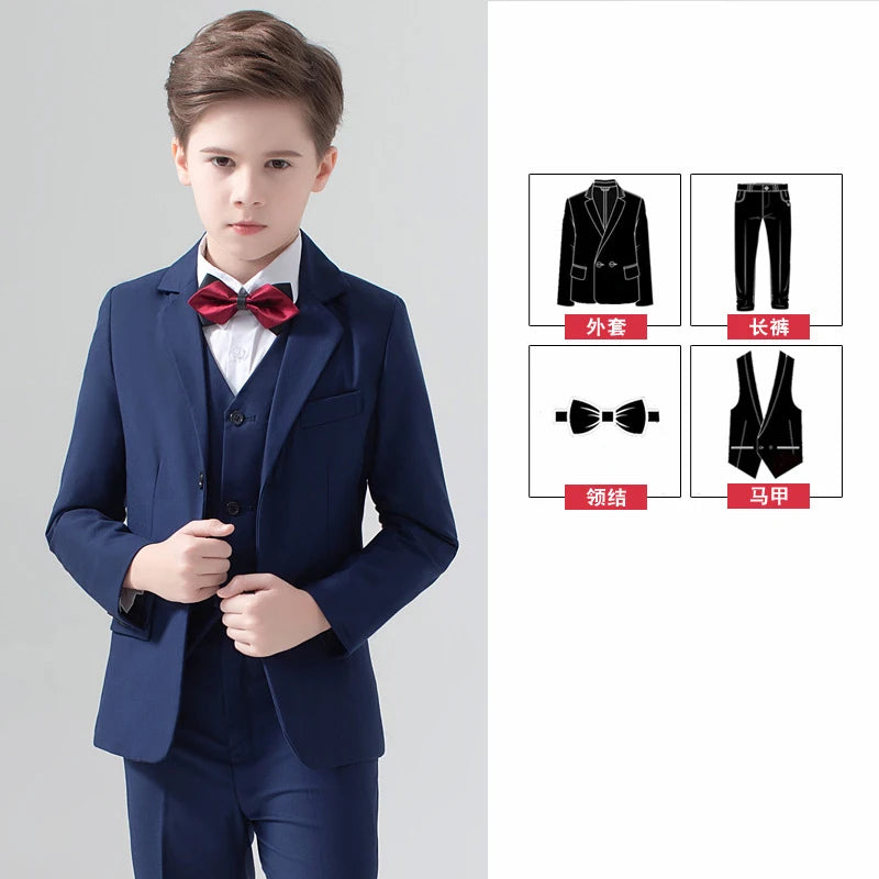 Children's Wedding Show Suit, Formal Suit, Blazer, Jacket, Pants, Bow Tie, 3 Pieces
