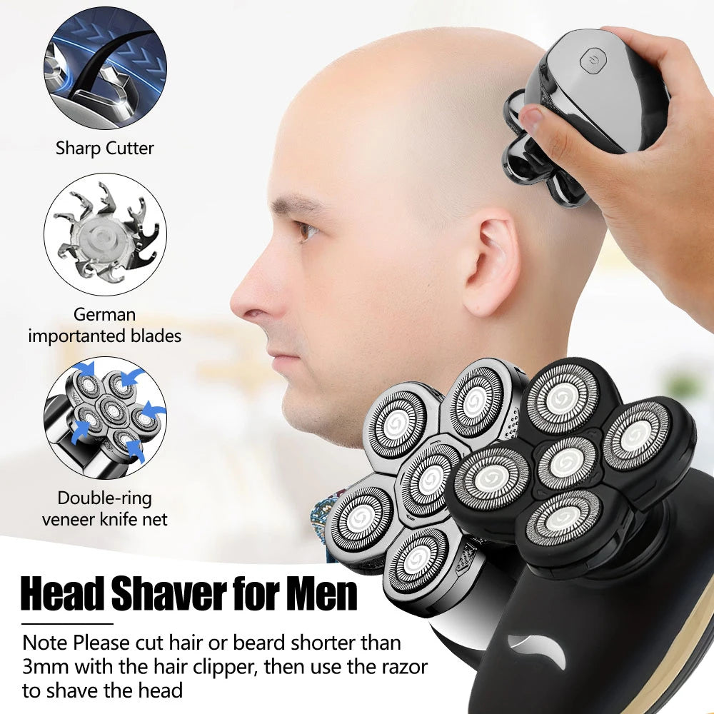 Rasoir électrique pour hommes tondeuse à cheveux tondeuse à barbe rasoir de tête chauve rasoir humide et sec ménage Rechargeable rasage de tête chauve