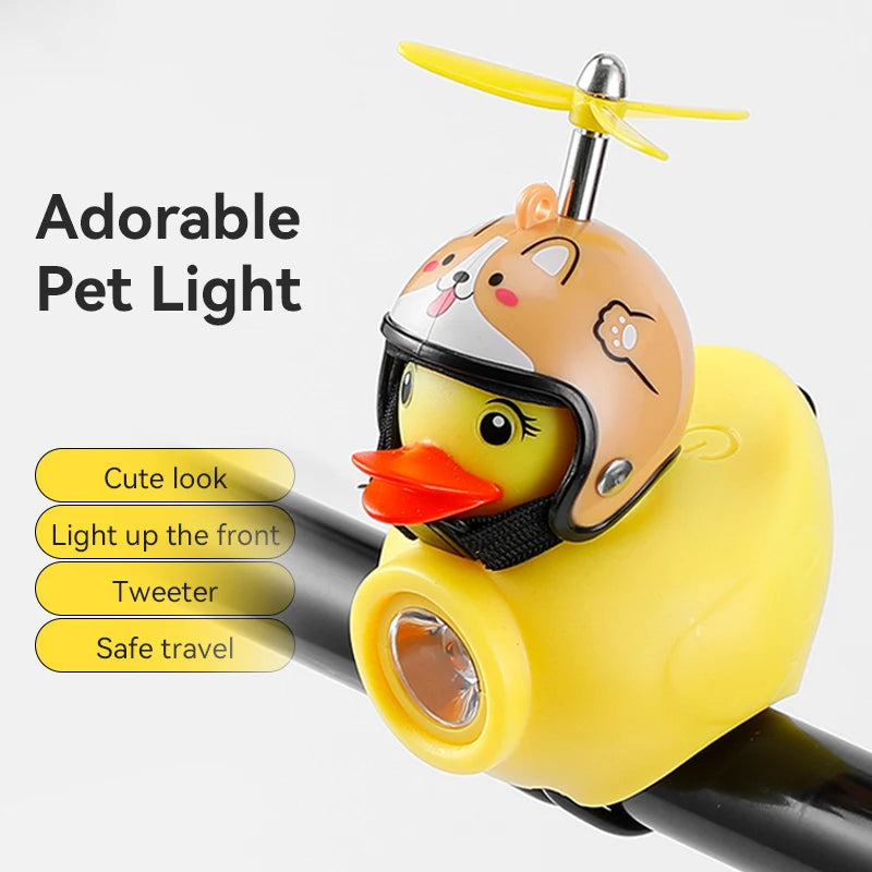 Lumière de vélo pour enfants, équitation de nuit, petit canard jaune, sonnette pour enfants, lampe de poche, phare de vélo pour cyclisme, lampe avant de vélo