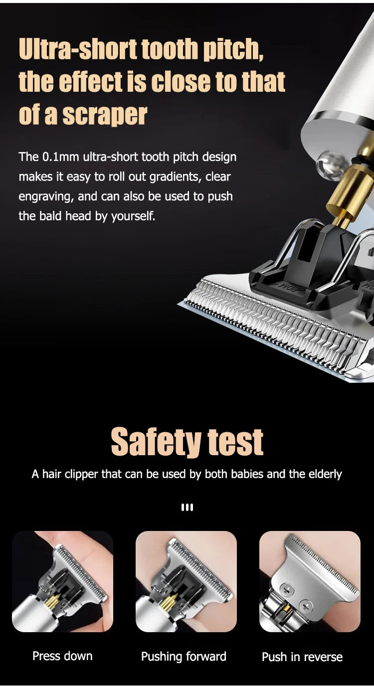 Tondeuse à cheveux professionnelle Machine de coupe de cheveux barbier tondeuse à cheveux Rechargeable tondeuse à cheveux en métal pour hommes
