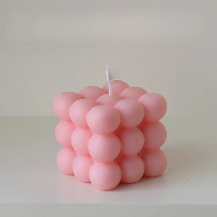 Bougie parfumée en forme de Cube à bulles, 1 pièce, faite à la main, pour aromathérapie, cire de soja, décoration de la maison, bougies pour fête d'anniversaire et de mariage