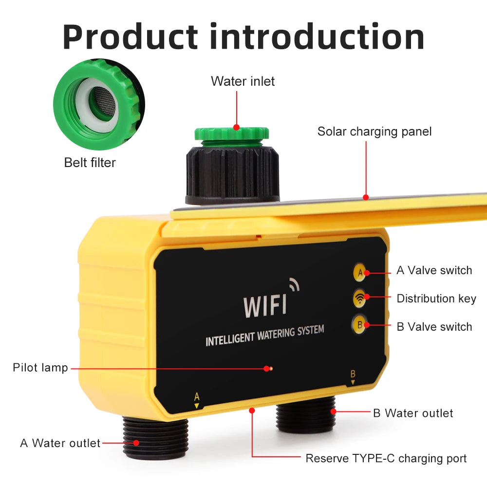 Solar Irrigation Synchronization Controller, Smart Existing System for Garden, Valve with Rain Sensor, WIFI