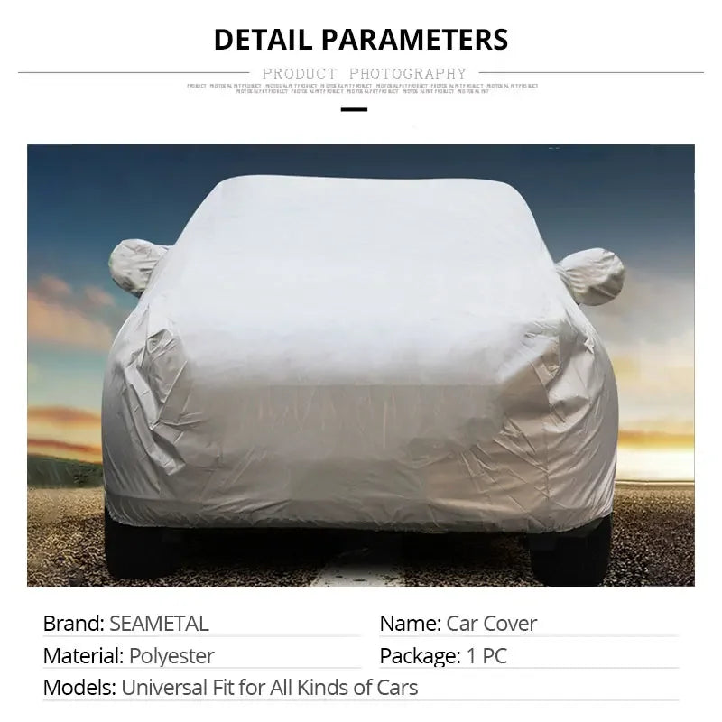Full car cover, indoor and outdoor protection, sunshade, dustproof, UV-resistant, universal for sedans and SUVs