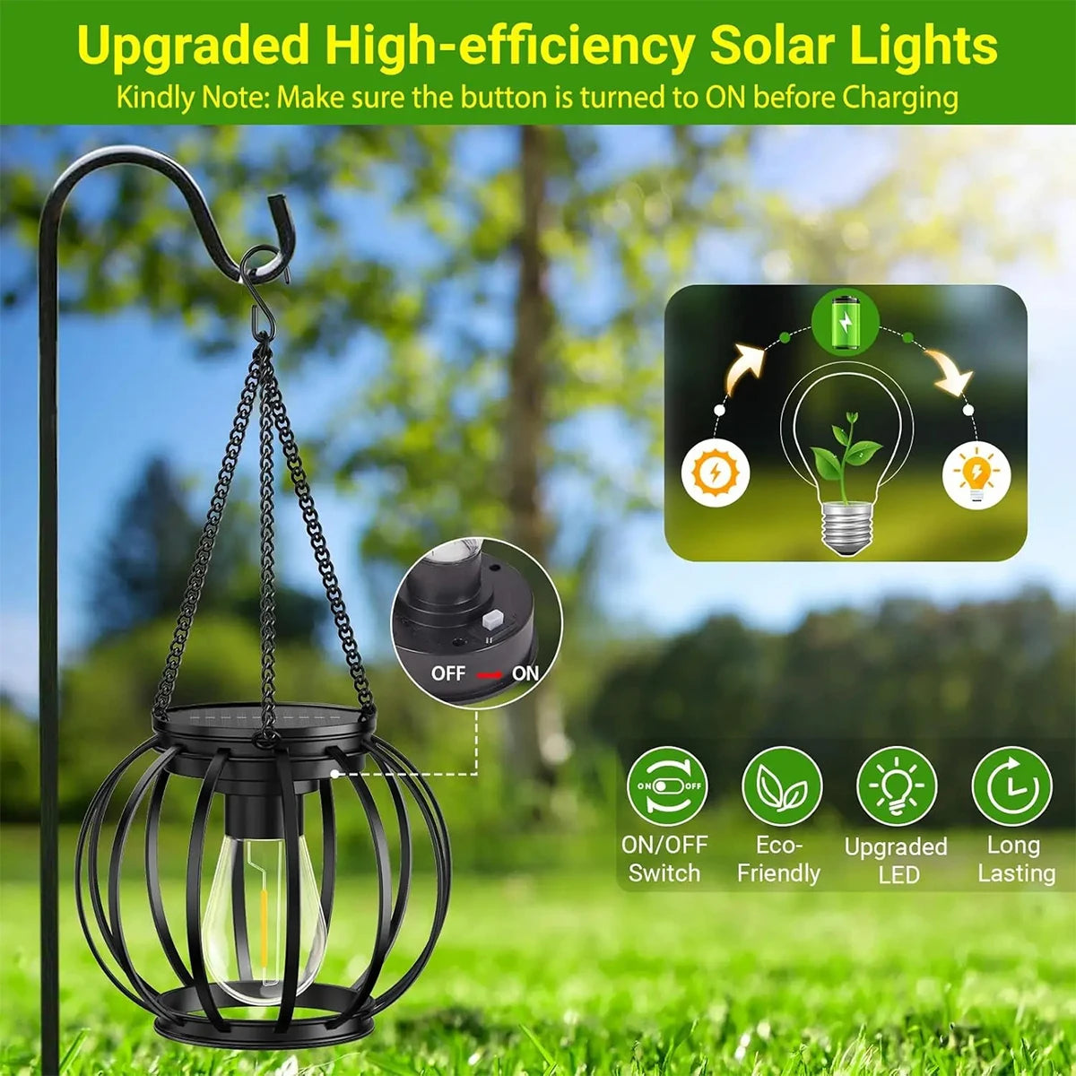 Solar LED Outdoor Light, Waterproof, 3000k, Auto On/Off, Induction, Decorative Outdoor Hanging Light, Festival Light