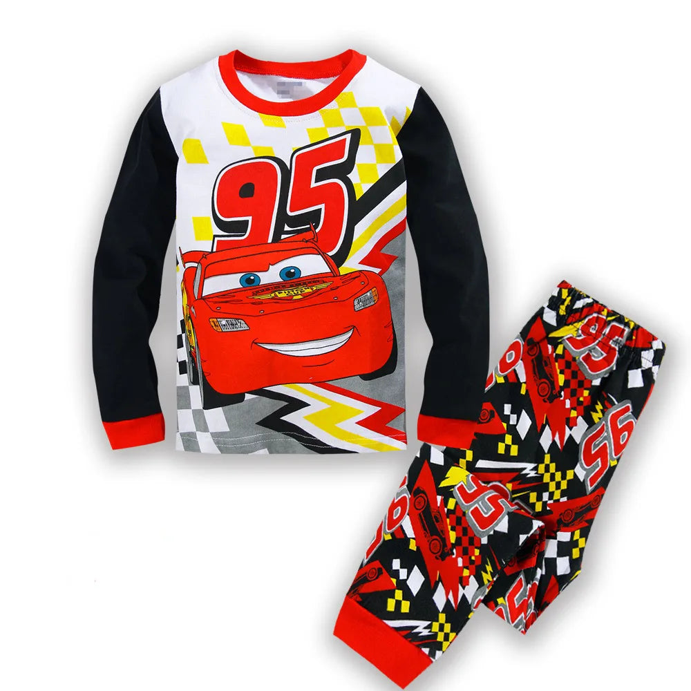 Printemps automne ensembles de vêtements pour enfants garçons 95 voitures McQueen vêtements de nuit de dessin animé vêtements enfants Pyjamas ensemble bébé filles coton Pyjamas