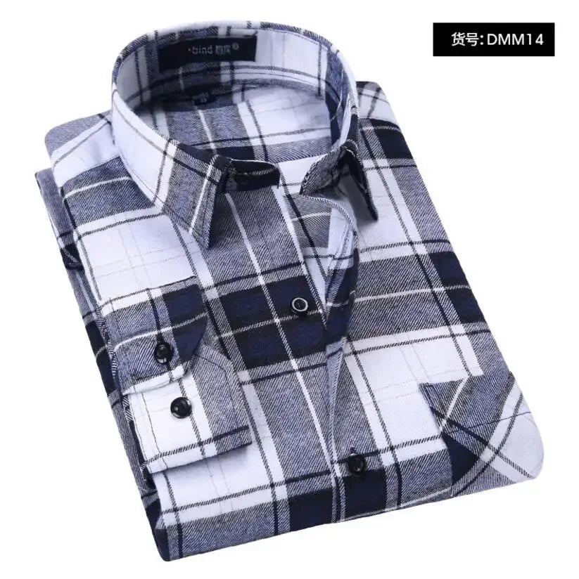 Chemise décontractée en coton à carreaux pour hommes, chemise habillée en glouton, manches longues, coupe couvertes, mode printemps et automne, 2025