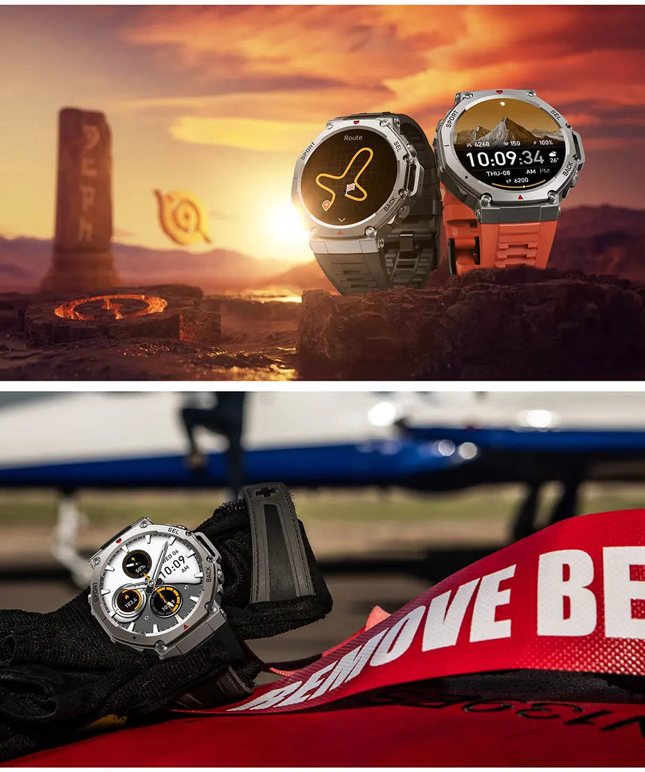 Montre intelligente pour t-rex 3 GPS Smartwatch AMOLED écran tactile 5ATM boussole extérieure moniteur de Sport de Fitness intelligent montre pour hommes pourXiaomi