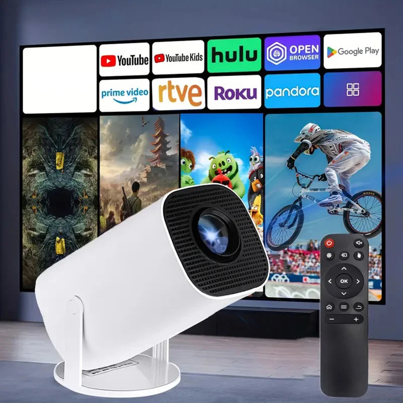 Projecteur WiFi 6 4K HD Android 11 260 ANSI Allwinner H713 BTpig 720P, Portable, pour Home Cinéma en Plein Air