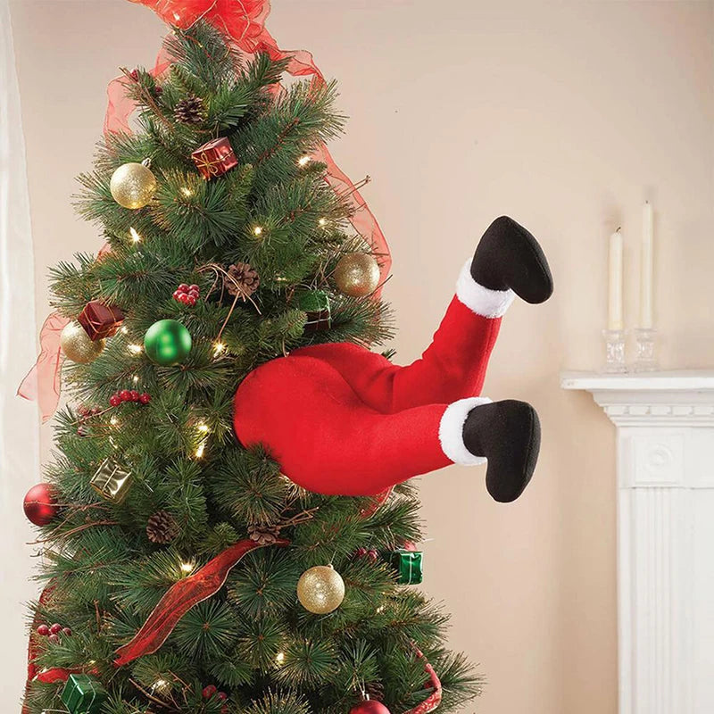 Décoration d'arbre de noël, jambes de père noël, décor de porte en peluche, jambe d'elfe du père noël, décor de noël pour la maison, ornements suspendus 2024