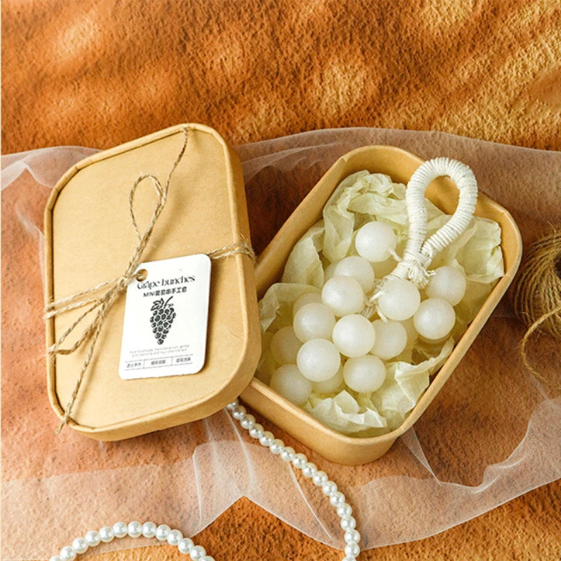 Barre de savon faite à la main, bouquets de raisin perlé, bain, lavage, nettoyage et boîte cadeau nourrissante, savon, Extraction de plantes, élimine la saleté douce