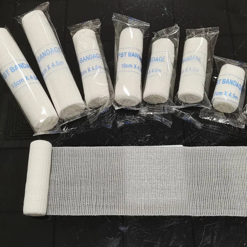 5-10 rouleaux/Lot 10cm x 4.5m PBT pansement élastique trousse de premiers soins rouleau de gaze pansement médical soins d'urgence pansement