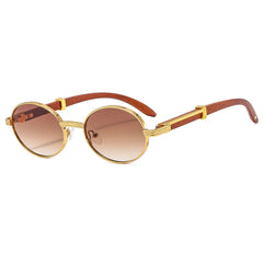Lunettes de soleil rétro Imitation Grain de bois pour hommes et femmes, ovales, tendance, Protection Uv, nouvelle collection