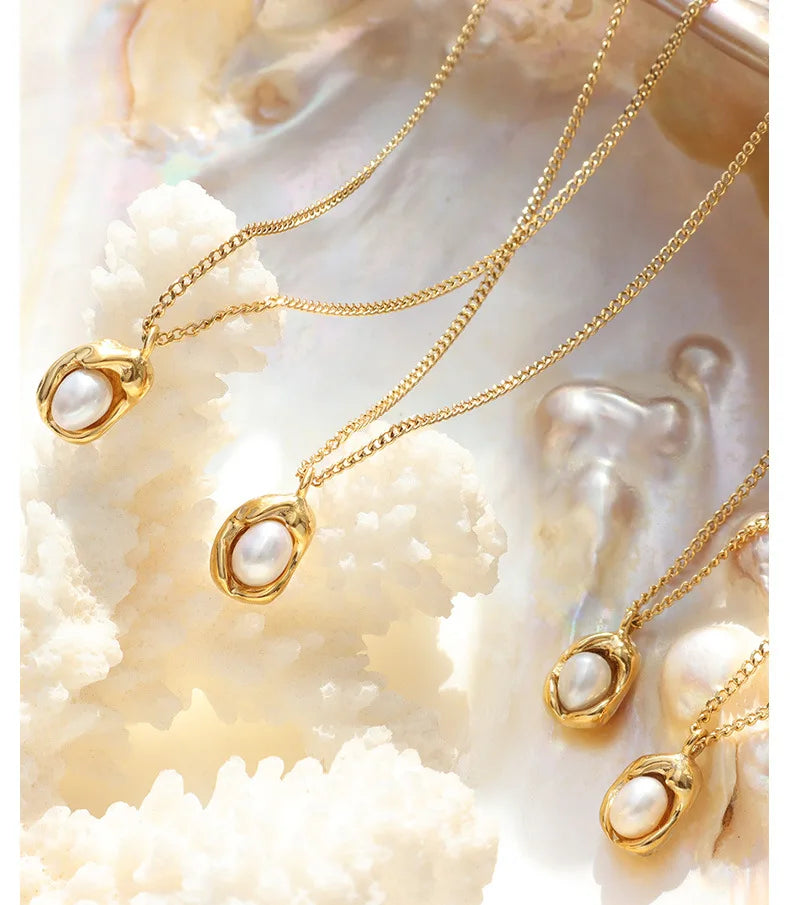 Collier pendentif en perles incrustées pour femmes, Design de luxe, chaîne cubaine en acier inoxydable, bijoux de mariage