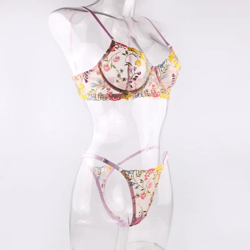 Ensemble de Lingerie érotique pour femmes, sous-vêtements féminins, Perspective Porno, vêtements de nuit en dentelle, ensemble de soutien-gorge Sexy pour culottes sexuelles