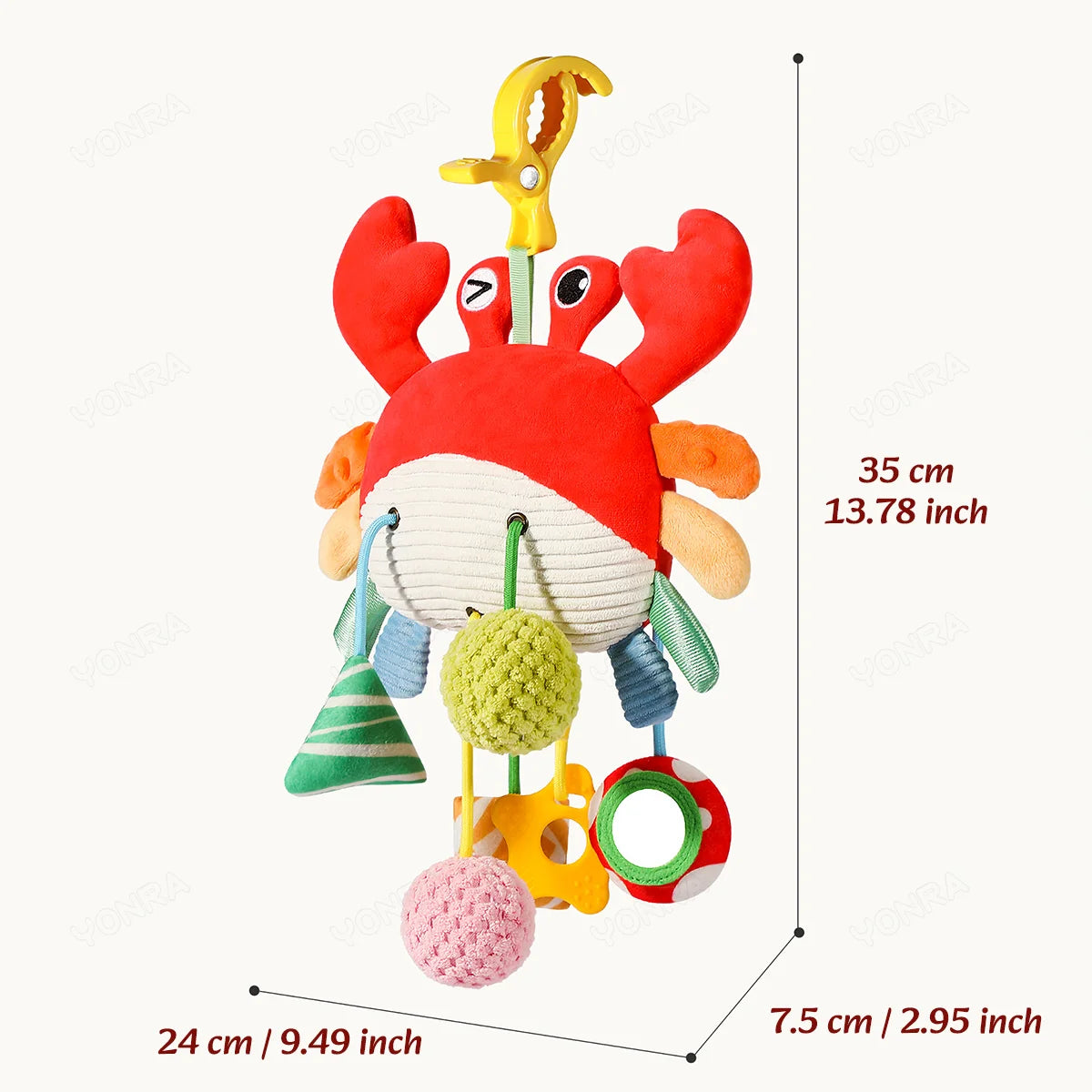 Jouets mentaires oriels de ficelle de nervure en peluche avec hochet, jouets Montessori pour bébés, tout-petits, berceaux, cadeaux d'anniversaire, jouets de voyage