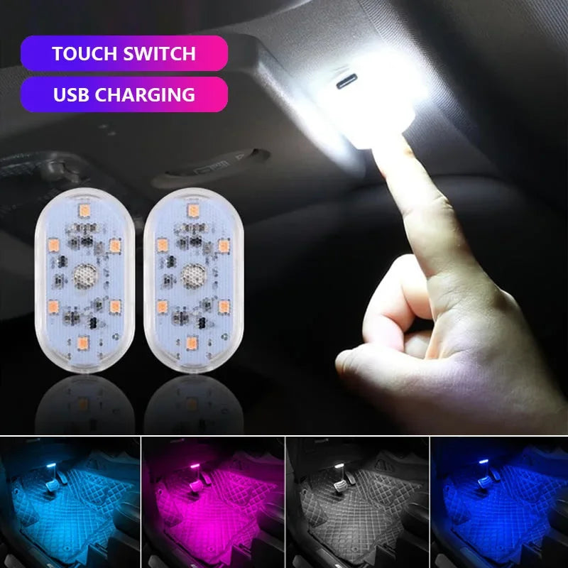 Voiture LED lumières tactiles USB capteur Rechargeable lampe de lecture Auto porte lumière toit plafonnier voiture intérieur atmosphère lampe