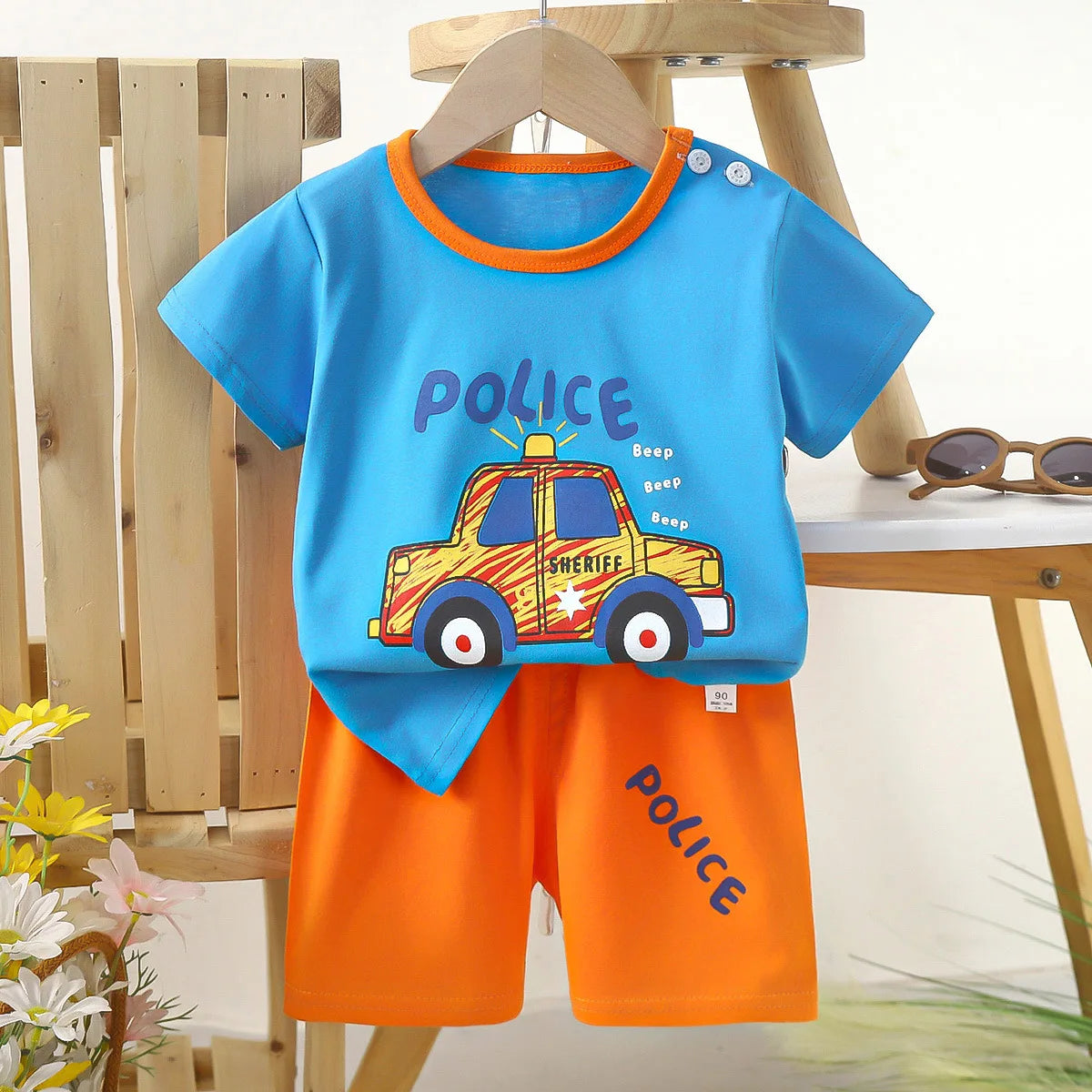 1 ensemble de vêtements d'été en pur coton pour enfants, costumes à manches courtes, à la mode, T-Shirts + Shorts pour garçons et filles, tenues pour enfants