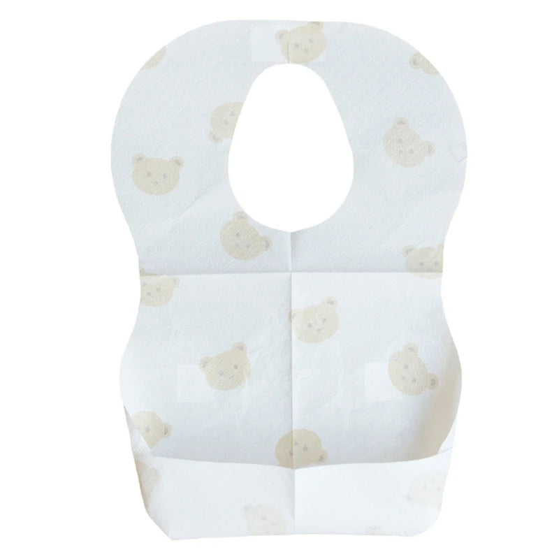 Paquet de 50 bavoirs jetables pour bébés âgés de 6 mois à 2 ans, bavoir d'alimentation ours de dessin animé pour garçon et fille, serviette de bave Non tissée