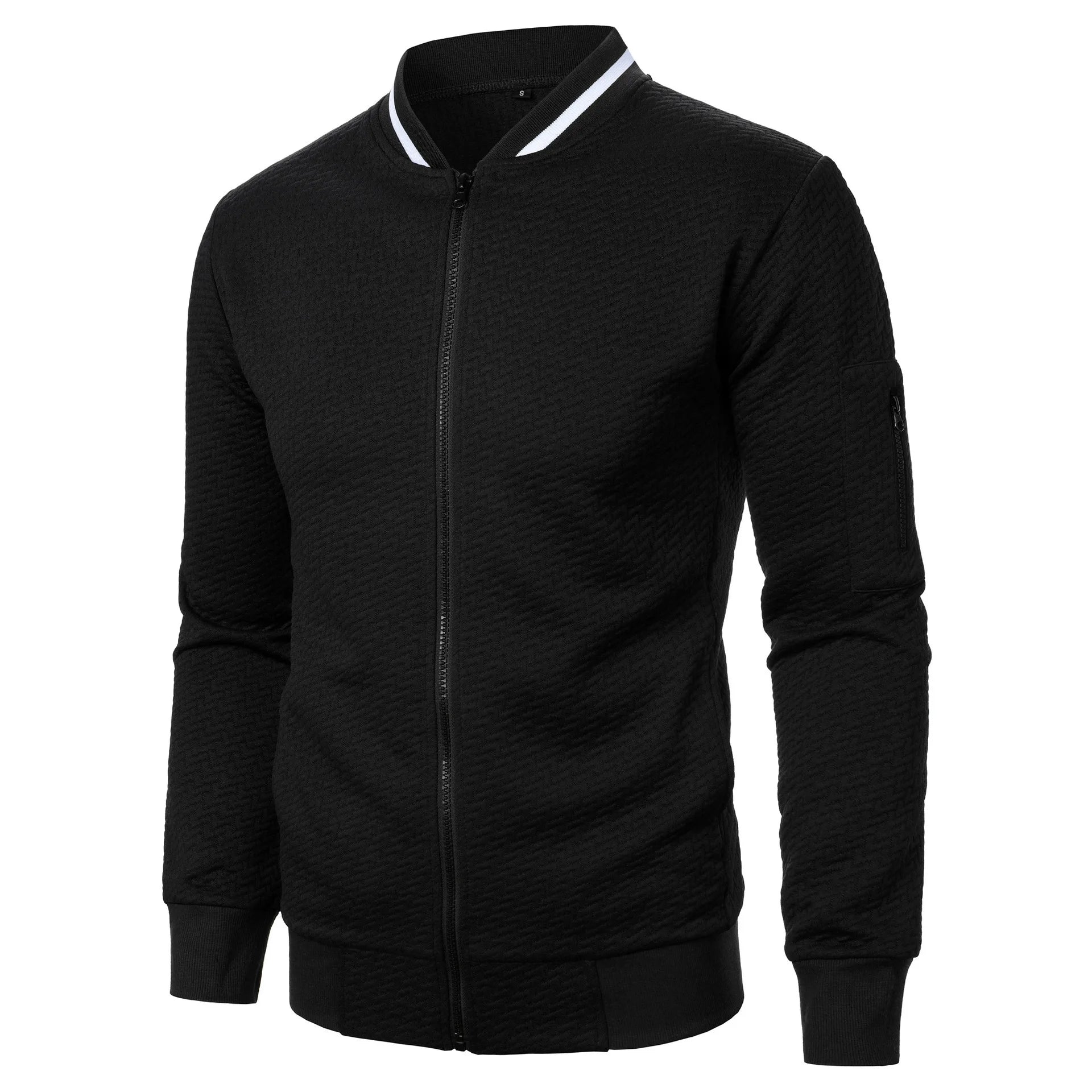 Veste de Baseball pour hommes, Streetwear, nouvelle mode d'automne, vestes décontractées de couleur unie pour hommes, manteau en tissu Jacquard pour hommes